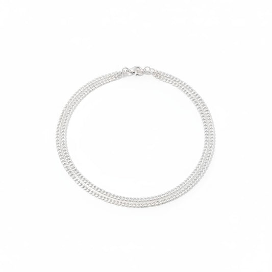 Flat Herringbone Silver Anklet in 925 Sterling | Sleek