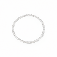 Load image into Gallery viewer, Flat Herringbone Silver Anklet in 925 Sterling Silver | Sleek Minimal Anklet (16 Inch)
