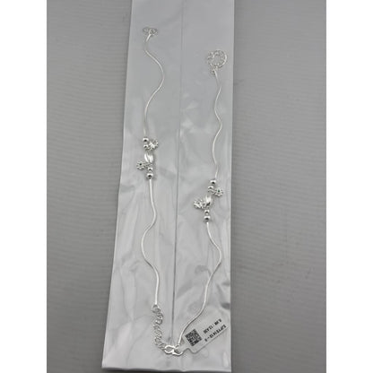 Floral Bead Accent Silver Anklet – 99.9% Pure Adjustable
