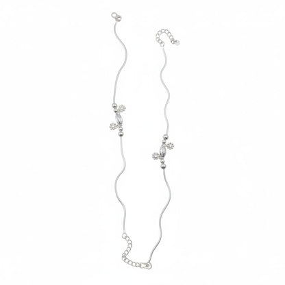 Floral Bead Accent Silver Anklet – 99.9% Pure Adjustable