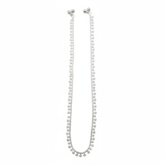 Floral Border Anklet – 925 Sterling Silver Elegant Chain
