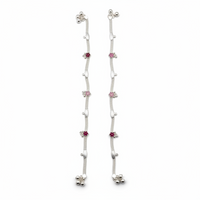 Load image into Gallery viewer, Floral Charm Anklet – 925 Sterling Silver – Pink &amp; Red Stone Design-22g
