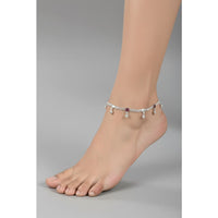 Load image into Gallery viewer, Floral Charm Anklet – 925 Sterling Silver – Pink &amp; Red Stone Design – 22g
