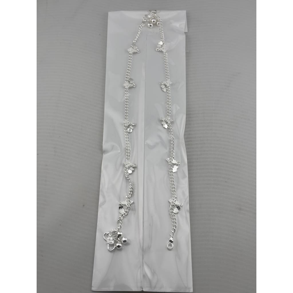 Floral Charm Chain Anklet – 925 Sterling Silver