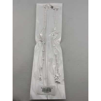 Floral Charm Station Silver Anklet – 99.9% Pure Weight:22g