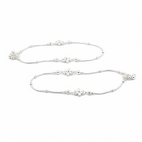 Load image into Gallery viewer, Floral Charm Station Silver Anklet – 99.9% Pure Silver – Weight:22g
