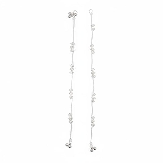 Floral Cluster Chain Anklet – 925 Sterling Silver