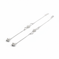 Load image into Gallery viewer, Floral Curve Chain Anklet – 925 Sterling Silver – Adjustable-15g
