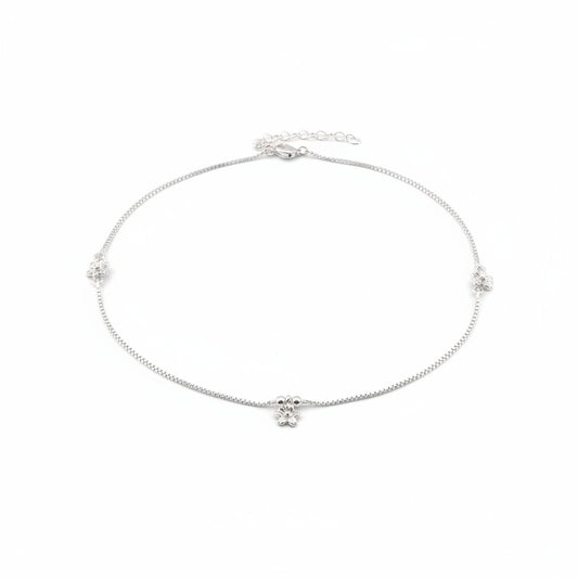 Floral Curve Minimal Anklet – 925 Sterling Silver