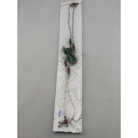 Load image into Gallery viewer, Floral Drop Anklet – 925 Sterling Silver – Green &amp; Pink Stone Design – 26g
