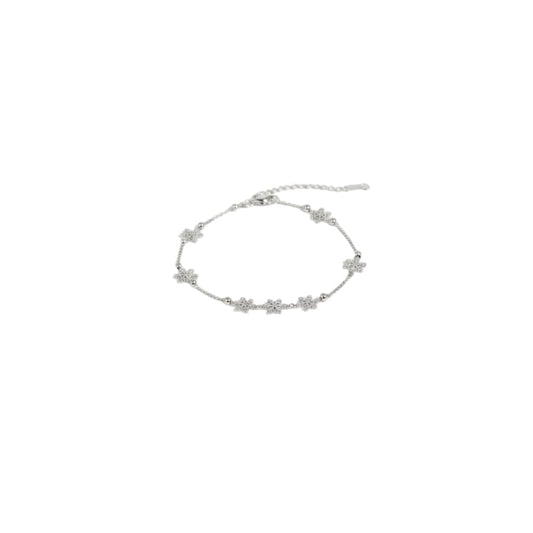 Floral Drop Anklet – 925 Sterling Silver Heavy Statement