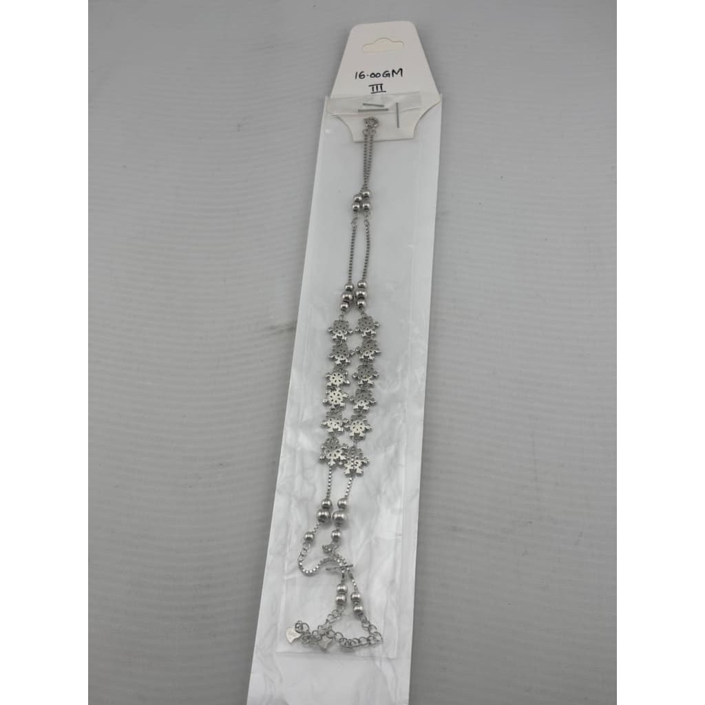 Floral Drop Anklet – 925 Sterling Silver Heavy Statement