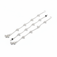 Load image into Gallery viewer, Floral Wave Charm Silver Anklet – 99.9% Pure Silver – Adjustable – 26g
