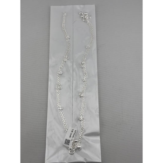 Floral Wave Classic Silver Anklet – 99.9% Pure Adjustable