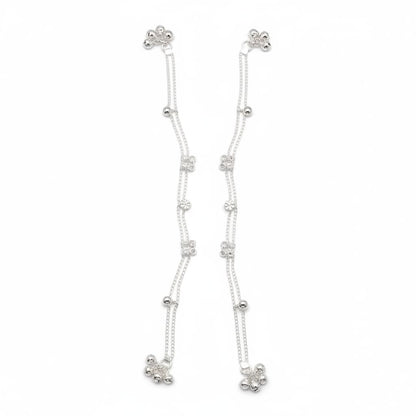 Floral Wave Classic Silver Anklet – 99.9% Pure Adjustable