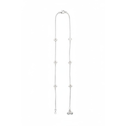 Gemstone Bloom Charm Silver Anklet – 99.9% Pure Weight:14g