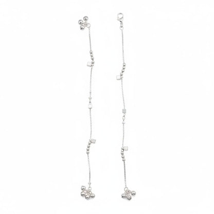 Geometric Bead Chain Anklet – 925 Sterling Silver