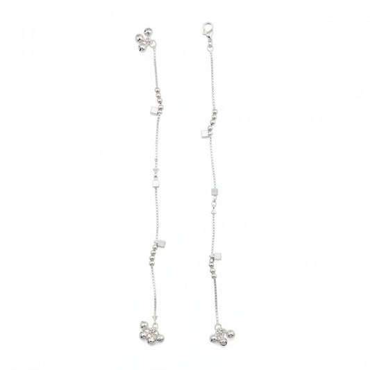 Geometric Bead Chain Anklet – 925 Sterling Silver