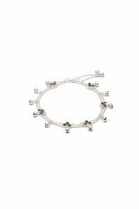 Load image into Gallery viewer, Ghungroo Evil Eye Anklet – 925 Sterling Silver – Dual Chain Charm Design-15g
