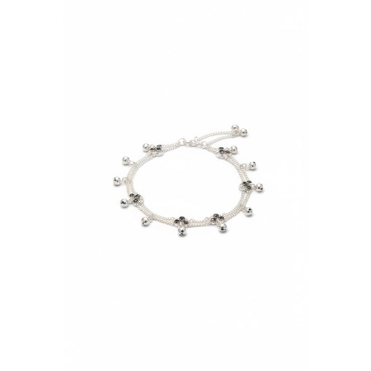 Ghungroo Evil Eye Anklet – 925 Sterling Silver Dual Chain
