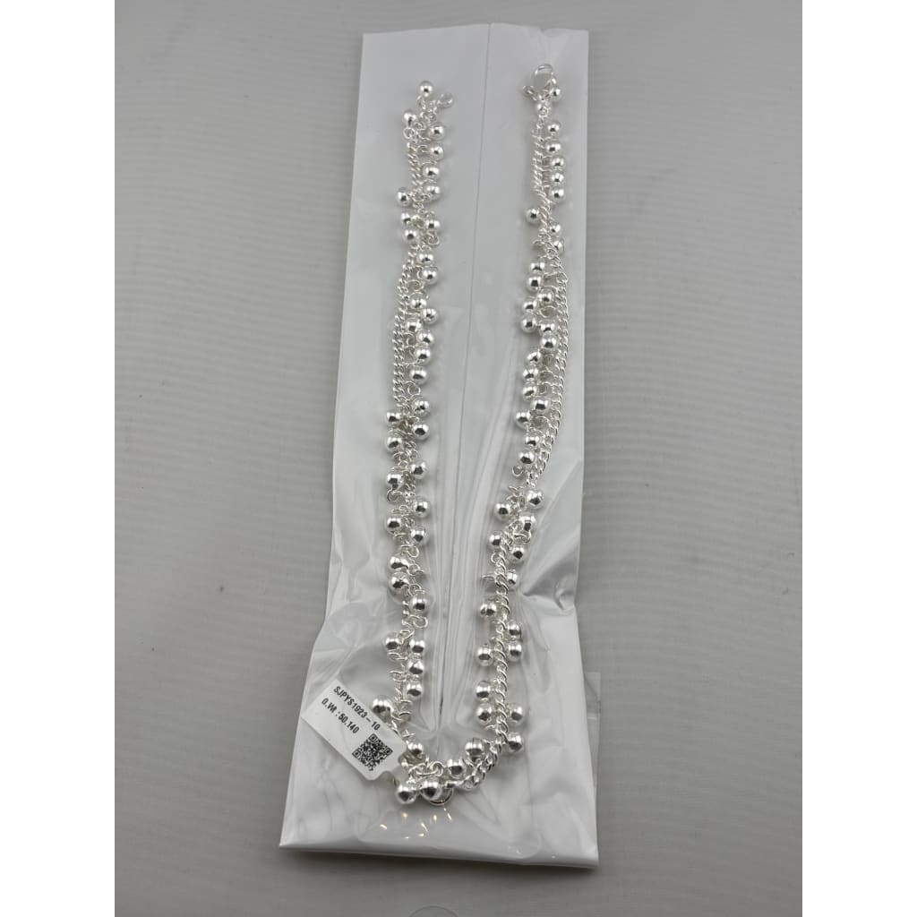 Ghungroo Silver Anklet – 99.9% Pure Adjustable Weight: 50 g