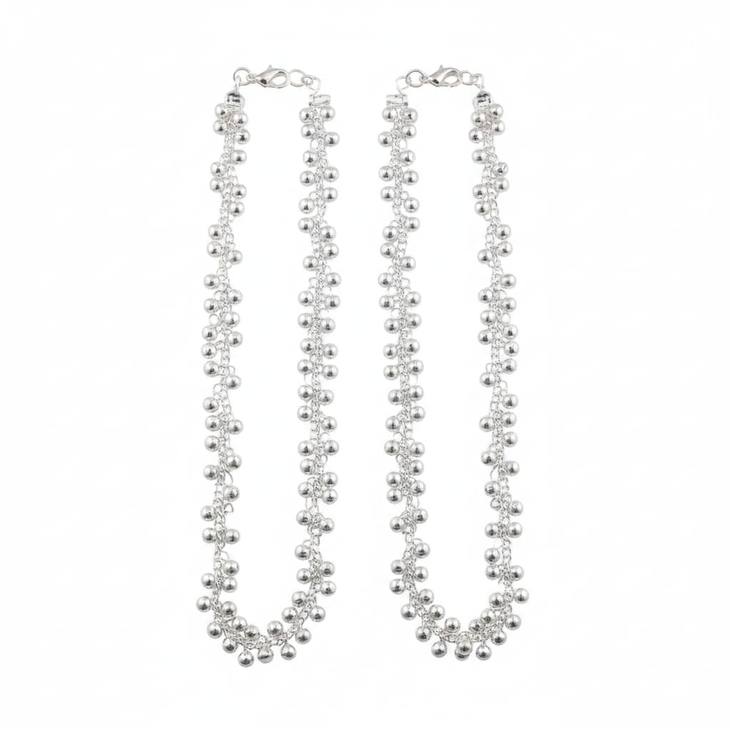 Ghungroo Silver Anklet – 99.9% Pure Adjustable Weight: 50 g