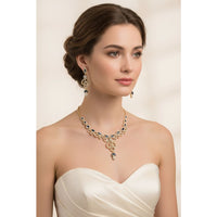 Load image into Gallery viewer, Gold-Plated 925 Sterling Silver Blue Marquise Vine Necklace
