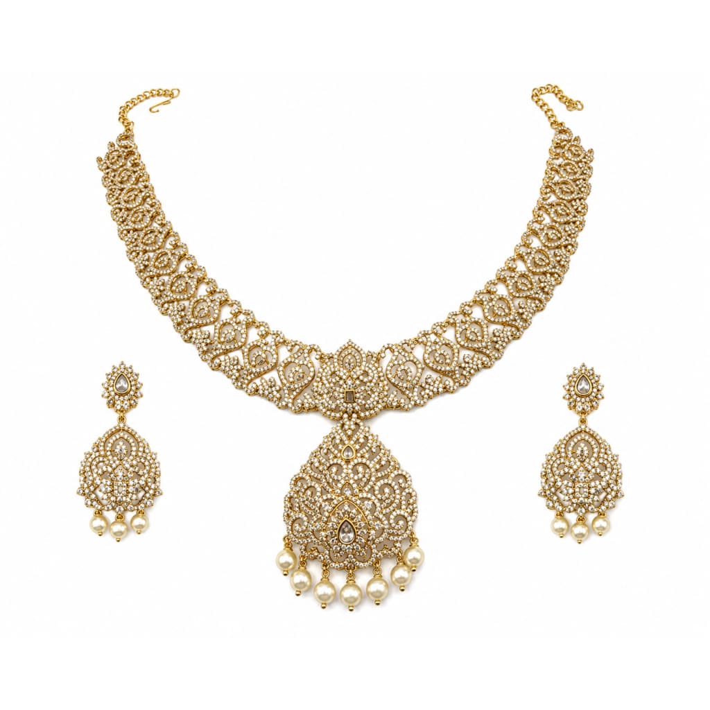 Gold-Plated 925 Sterling Silver Bridal Filigree Pearl