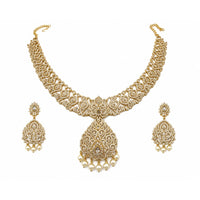 Load image into Gallery viewer, Gold-plated 925 sterling silver bridal filigree pearl necklace earrings set on white
