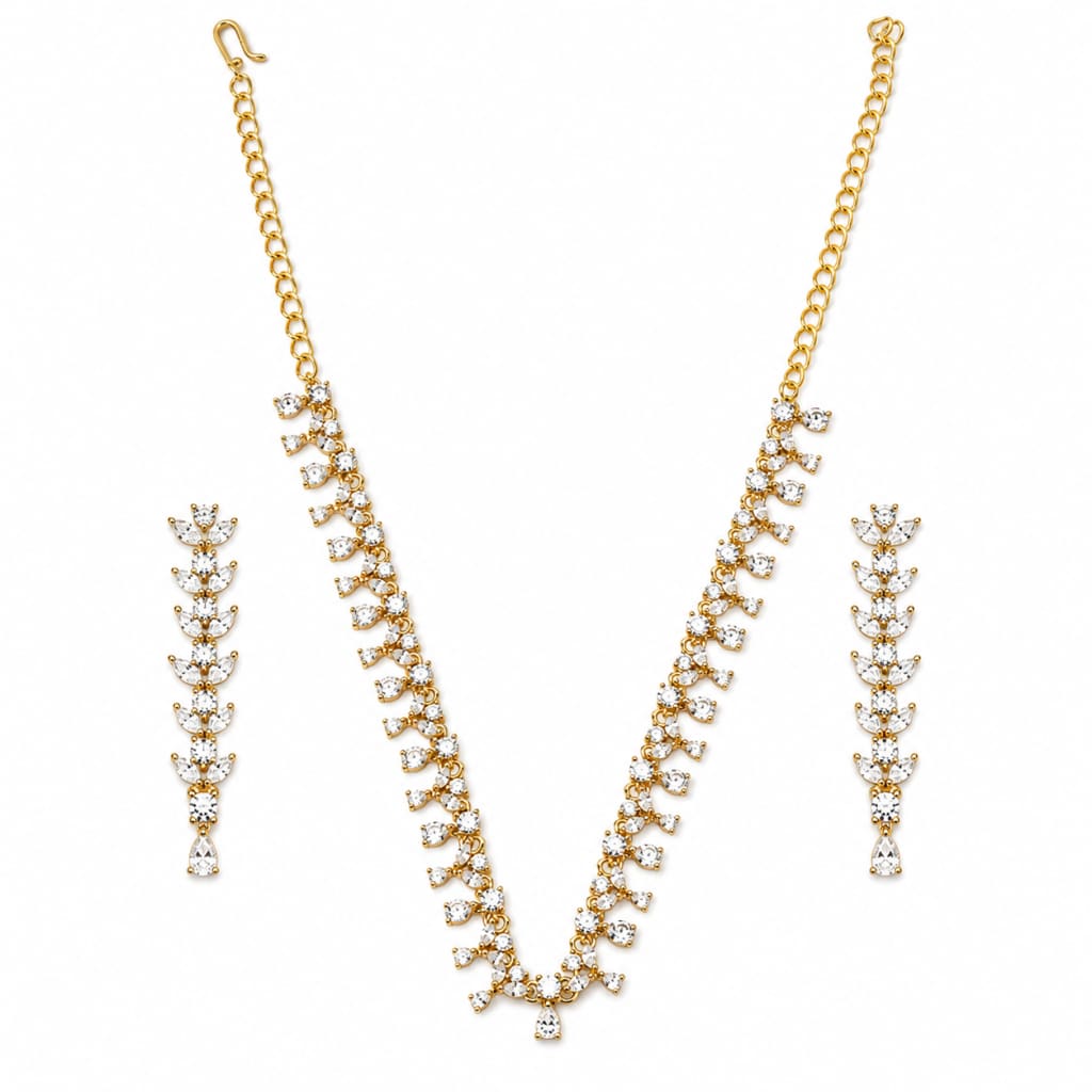 Gold-Plated 925 Sterling Silver Cascading Crystal Vine
