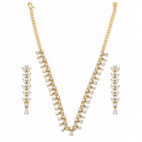 Load image into Gallery viewer, Gold-plated 925 sterling silver crystal vine necklace earrings set on white

