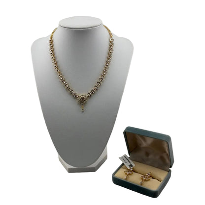 Gold-Plated 925 Sterling Silver Crystal Necklace & Earrings