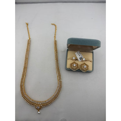 Gold-Plated 925 Sterling Silver Crystal Necklace &
