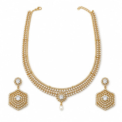 Gold-Plated 925 Sterling Silver Crystal Necklace &