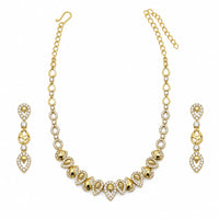 Load image into Gallery viewer, Gold-plated 925 sterling silver geometric teardrop necklace earrings set on white
