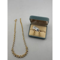 Load image into Gallery viewer, Gold-plated geometric teardrop necklace and matching earrings set
