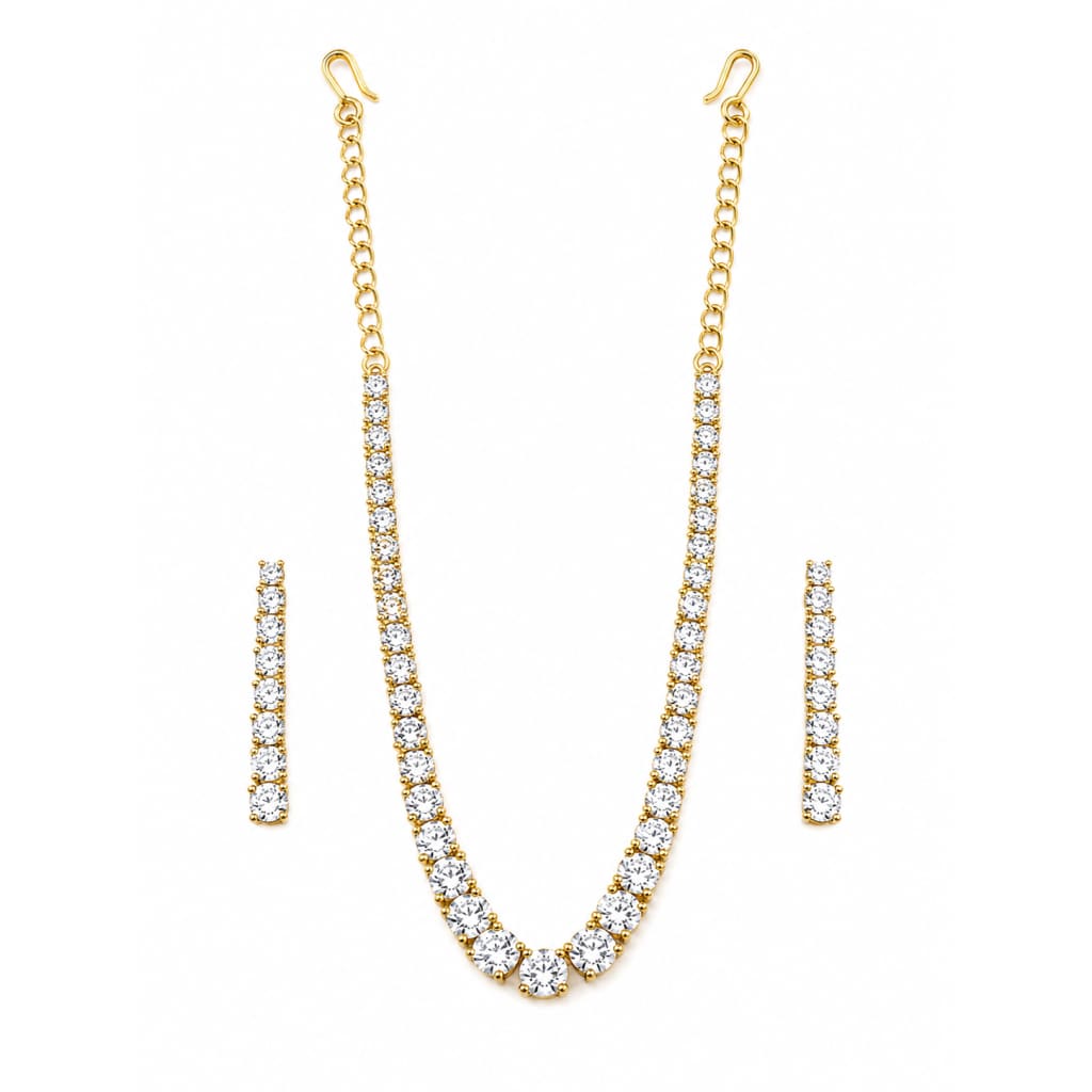 Gold-Plated 925 Sterling Silver Graduated Crystal Tennis