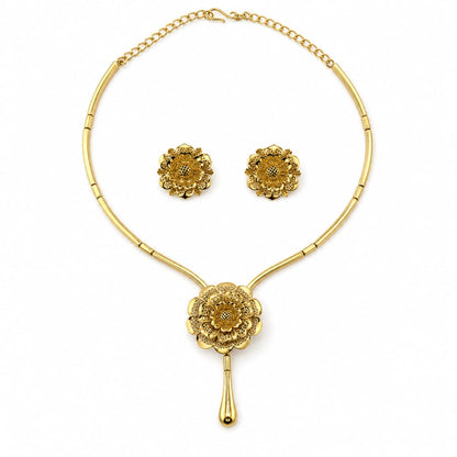 Gold-Plated 925 Sterling Silver Layered Flower Necklace &