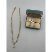 Load image into Gallery viewer, Gold-plated marquise crystal necklace and matching teardrop earrings set
