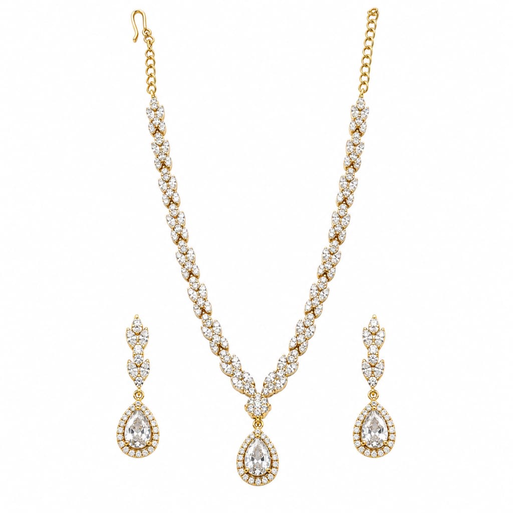 Gold-Plated 925 Sterling Silver Marquise Leaf Necklace &