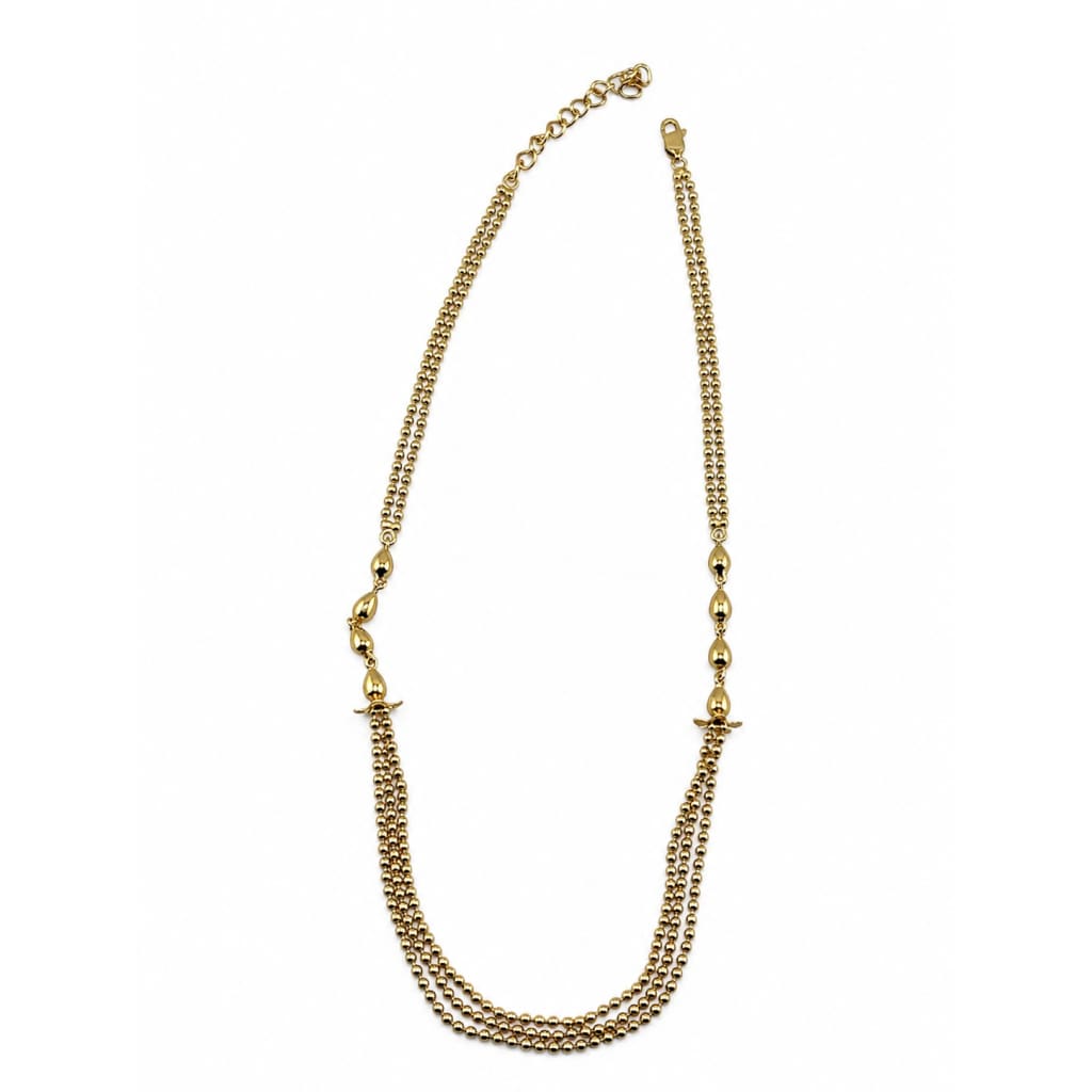 Gold-Plated 925 Sterling Silver Multi-Strand Ball Chain