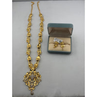 Load image into Gallery viewer, Gold-plated ornate floral statement necklace and matching earrings set
