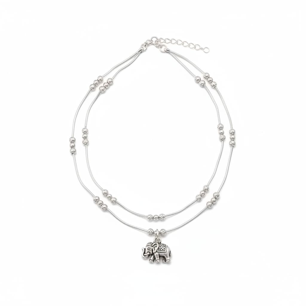 Graduated Bead Cluster Silver Anklet – 99.9% Pure Weight:22g