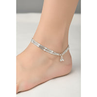 Load image into Gallery viewer, Grid Pattern Silver Anklet – 99.9% Pure Silver – Minimal Ghungroo Charm – Adjustable – 29.730g

