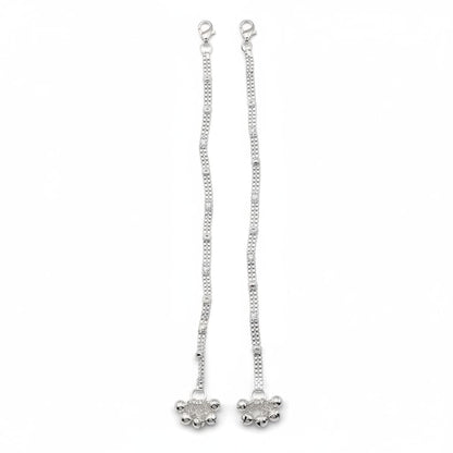 Grid Pattern Silver Anklet – 99.9% Pure Minimal Ghungroo