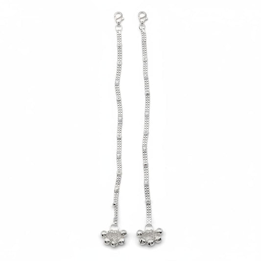 Grid Pattern Silver Anklet – 99.9% Pure Minimal Ghungroo