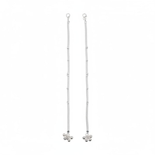 Heart Bead Double Chain Anklet – 925 Sterling Silver
