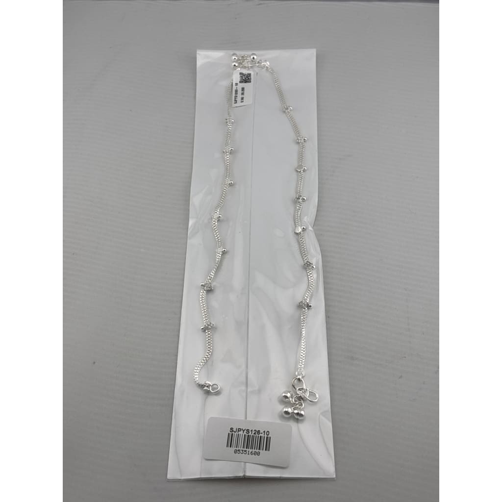 Heart Charm Silver Anklet – 99.9% Pure Weight:20g