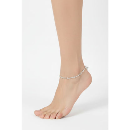 Heart Charm Silver Anklet – 99.9% Pure Weight:20g