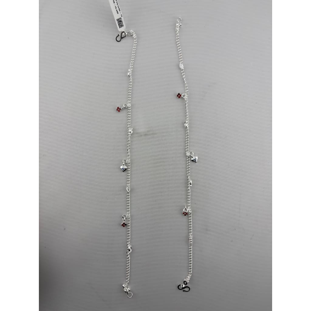 Heart Drop Charm Silver Anklet – 99.9% Pure Adjustable
